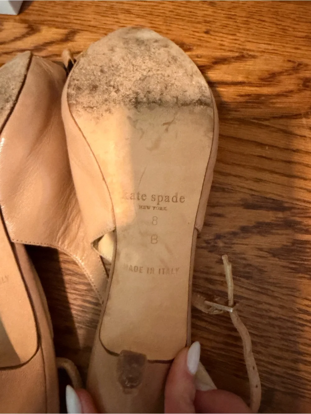 kate spade Nude Peep-Toe Slingback Heels with Black Bow
